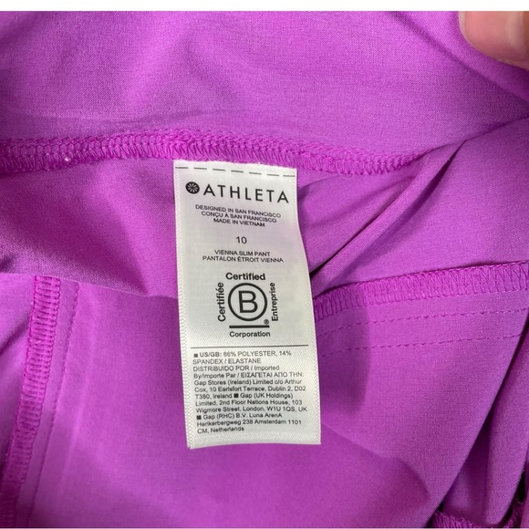 ATHLETA Women Size 10 Brooklyn Heights Vienna Slim Purple Pockets Lightweight - Picture 6 of 12